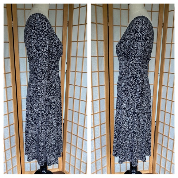 Maggy London Black Print Dress SZ 10 - Picture 7 of 13